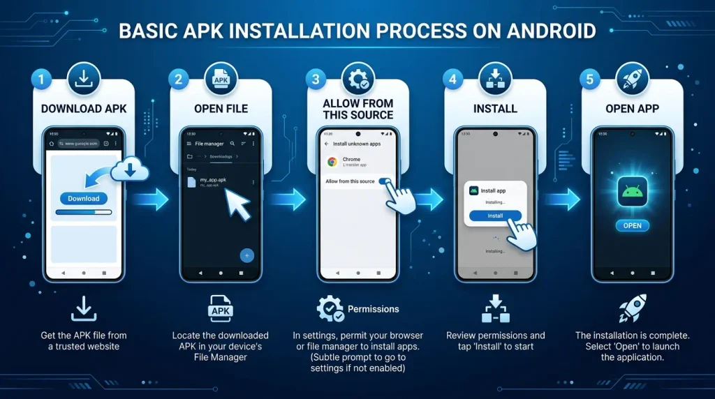 Steps to install an APK file on Android